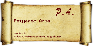 Petyerec Anna névjegykártya
